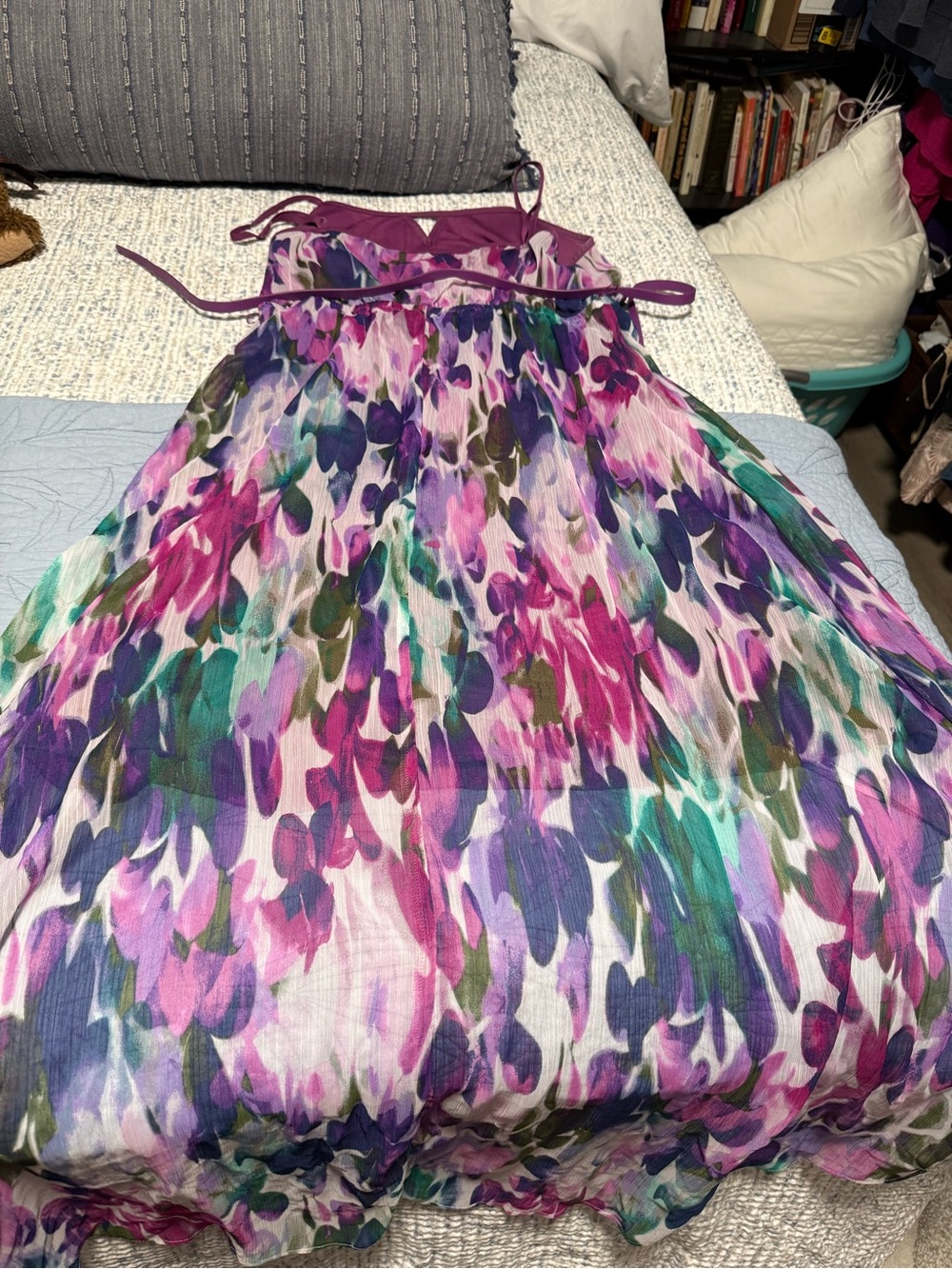 Lane Bryant Purple Floral Maxi Dress with Pink Accents